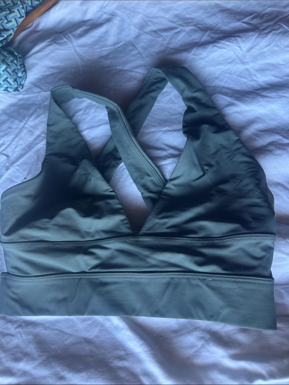 Spiritual Gangster Olive Green Cross-Back Sports Bra